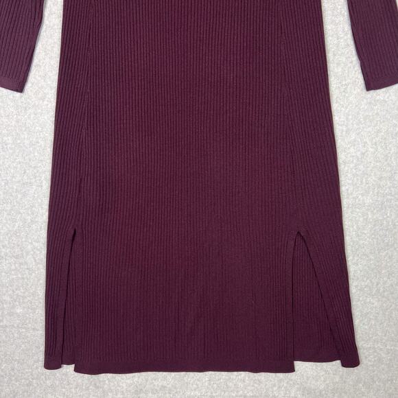 Theory 100% Merino Wool Long Ribbed Duster Cardigan in Cabernet Size Small - Picture 8 of 10